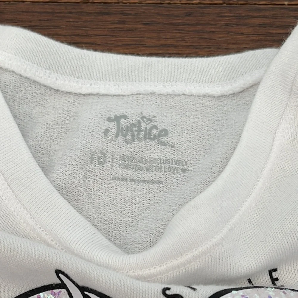 JUSTICE Girls Cold Shoulder Unicorn Sweatshirt Size 10